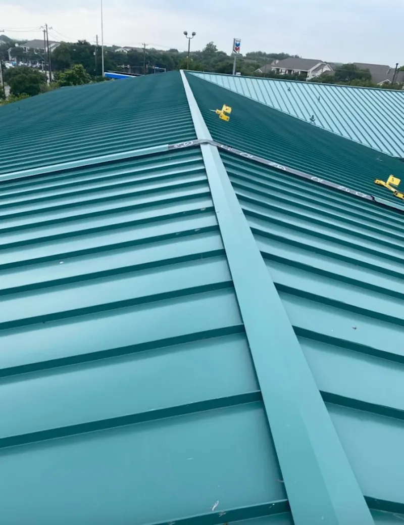 Green commercial metal roof ridge and valley for Metal Roof Repair in Strongsville